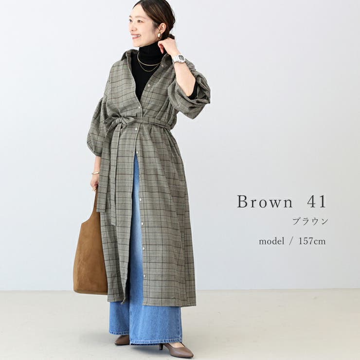 先染めチェック前開きシャツワンピース | FUNNY COMPANY+  | 詳細画像19