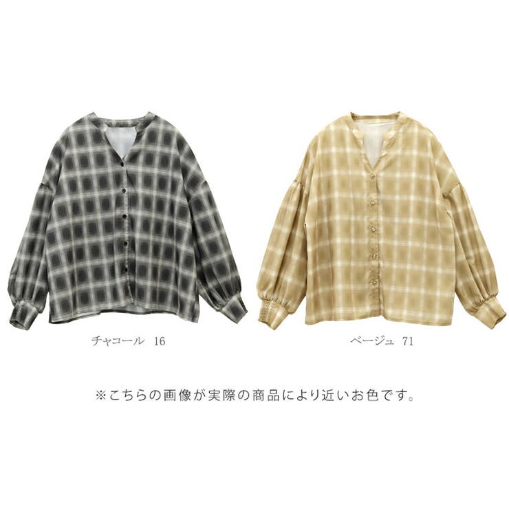 シアーチェックバックフリルブラウス | FUNNY COMPANY＋  | 詳細画像15 