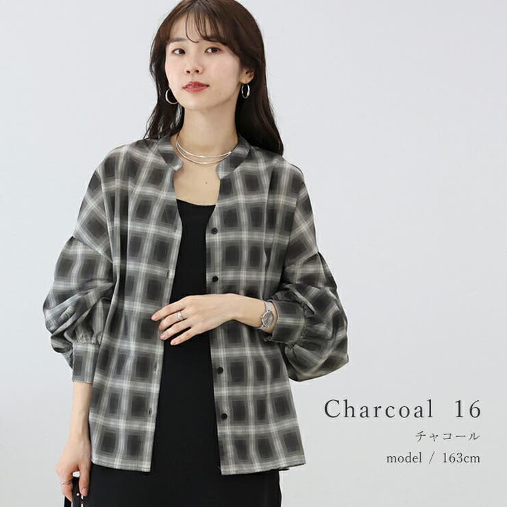 シアーチェックバックフリルブラウス | FUNNY COMPANY＋  | 詳細画像16 