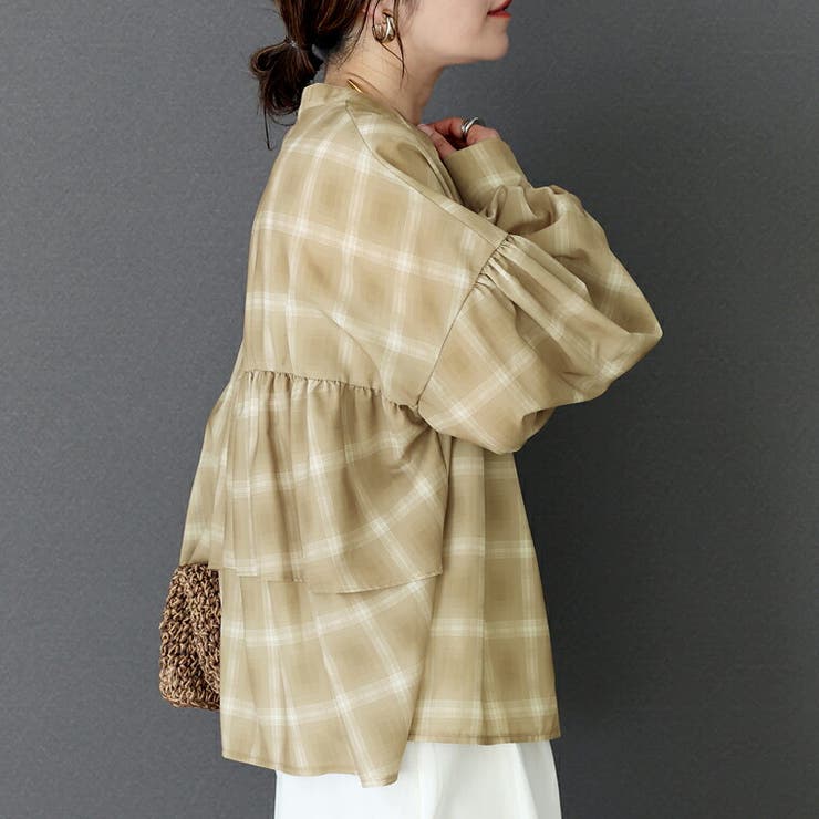 シアーチェックバックフリルブラウス | FUNNY COMPANY＋  | 詳細画像11 