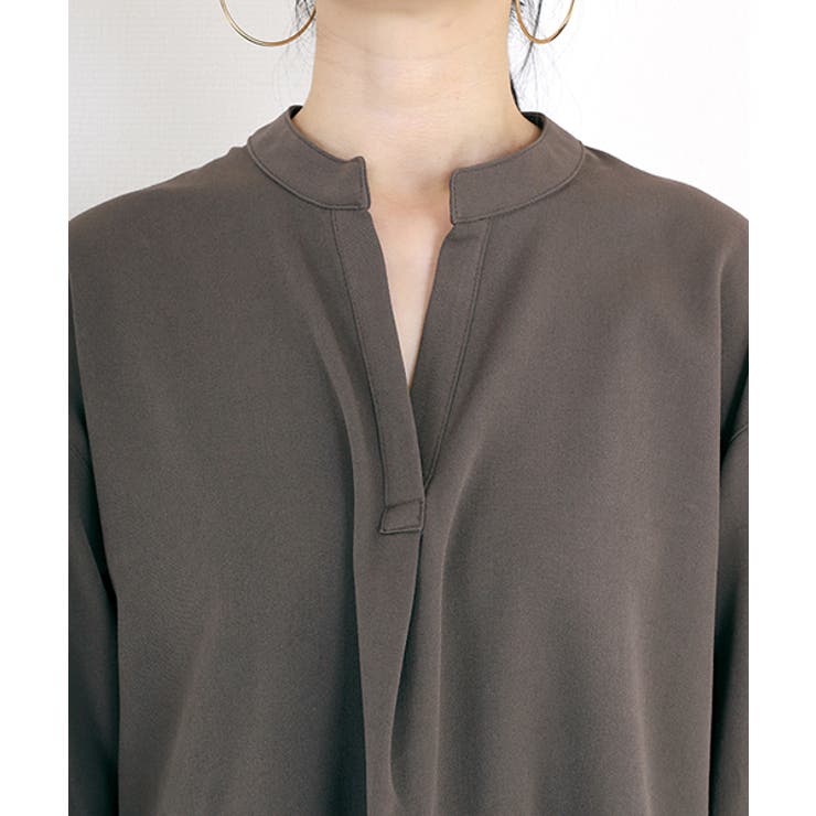 エステルスパン後ろボタンスキッパーシャツチュニック [品番