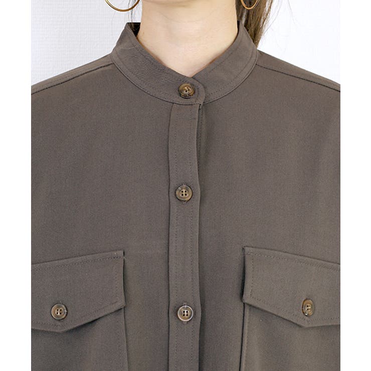 バンドカラーエステルスパンシャツチュニック | FUNNY COMPANY＋  | 詳細画像20 