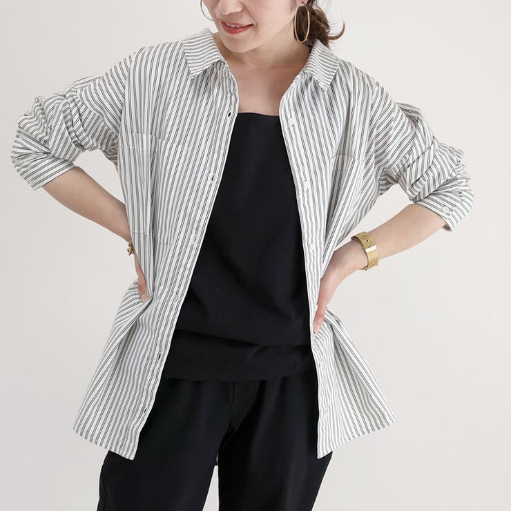 両ポケダブルストライプシャツチュニック | FUNNY COMPANY＋  | 詳細画像4 