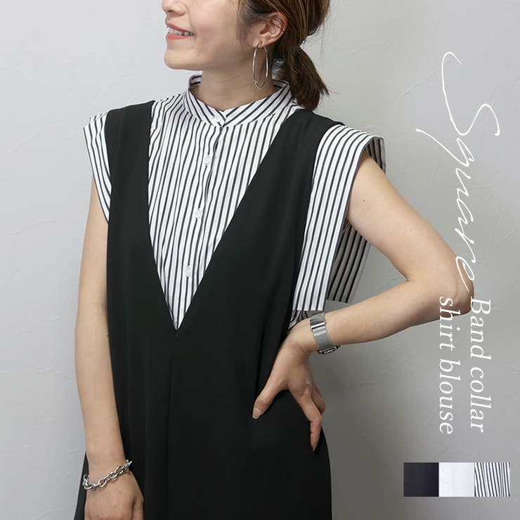 バンドカラースクエアシャツブラウス | FUNNY COMPANY＋  | 詳細画像1 