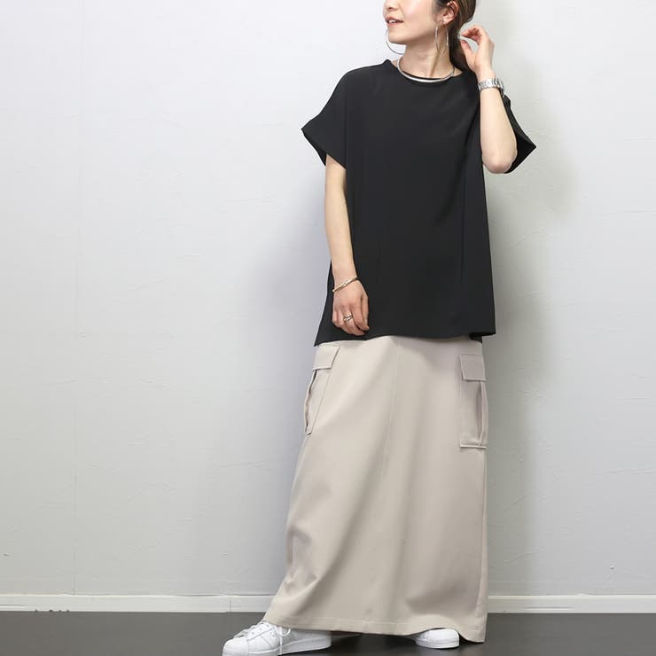 リネンライクサイドスリットスクエアプルオーバー