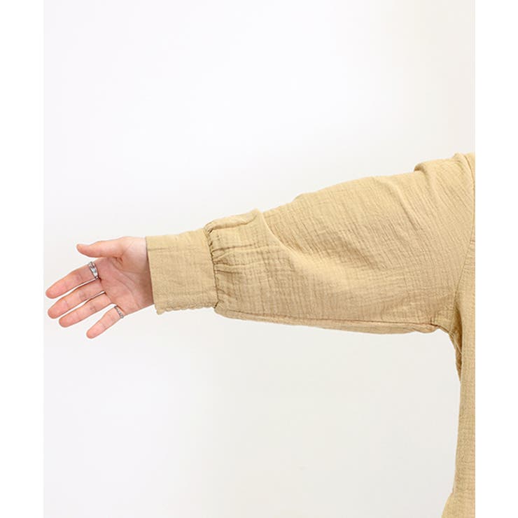 ダブルガーゼ袖口シャーリングVネックシャツ | FUNNY COMPANY＋  | 詳細画像22 