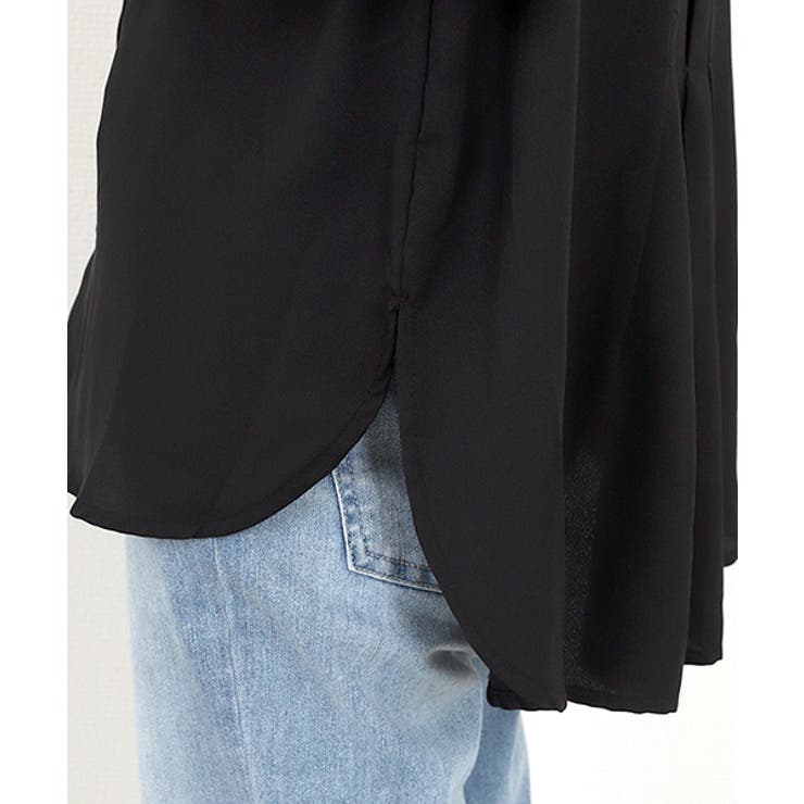 エステルジョーゼットプリーツタックバンドカラーブラウス | FUNNY COMPANY＋  | 詳細画像21 