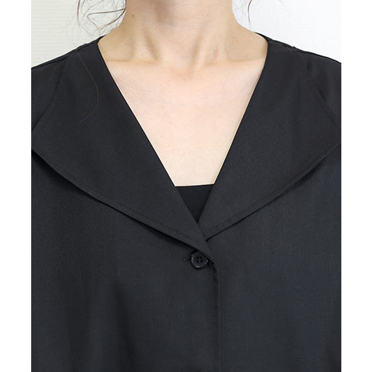 長袖オープンカラー杢無地ドロストブラウス | FUNNY COMPANY＋  | 詳細画像21 