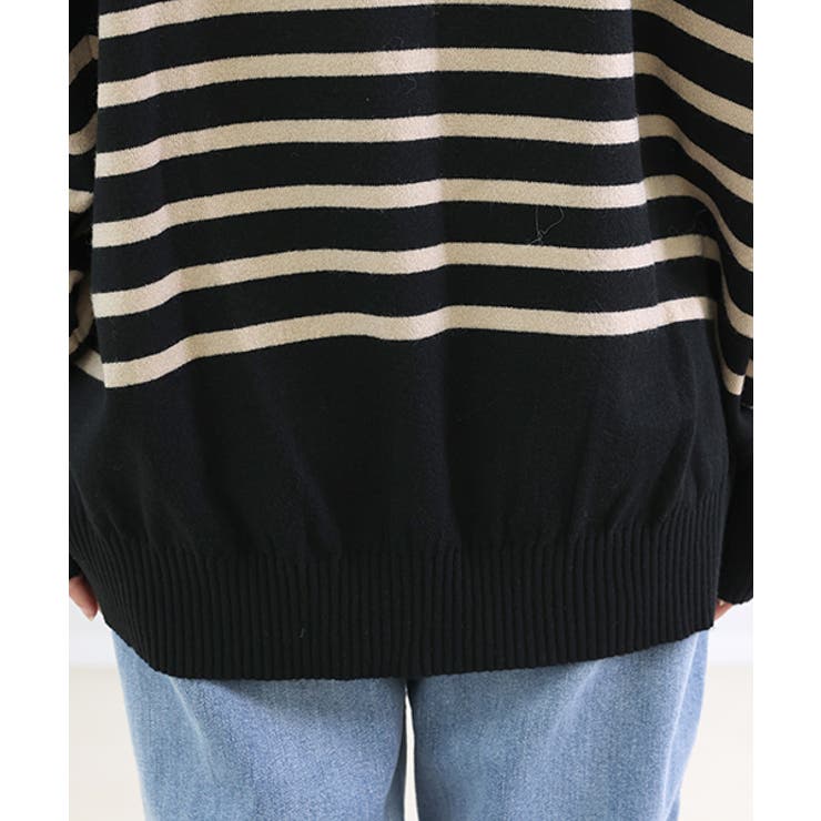 袖ボタンやわらかストレッチボーダーニットプルオーバー | FUNNY COMPANY＋  | 詳細画像24 