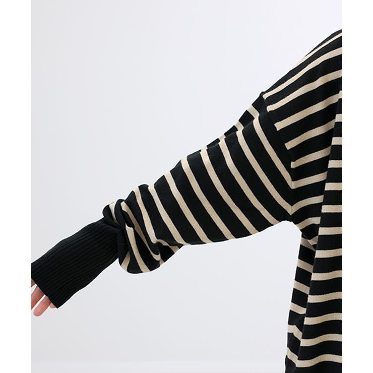 袖ボタンやわらかストレッチボーダーニットプルオーバー | FUNNY COMPANY＋  | 詳細画像22 