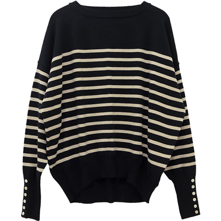 袖ボタンやわらかストレッチボーダーニットプルオーバー | FUNNY COMPANY＋  | 詳細画像27 