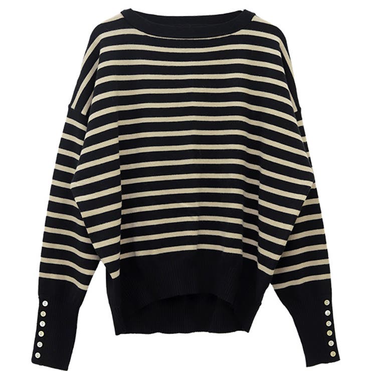 袖ボタンやわらかストレッチボーダーニットプルオーバー | FUNNY COMPANY＋  | 詳細画像25 