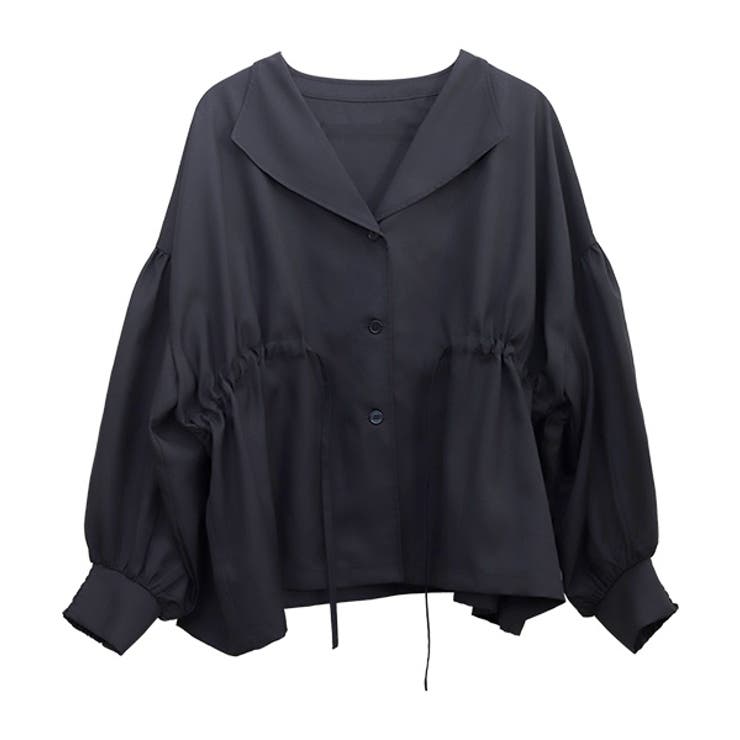 長袖オープンカラー杢無地ドロストブラウス | FUNNY COMPANY＋  | 詳細画像25 