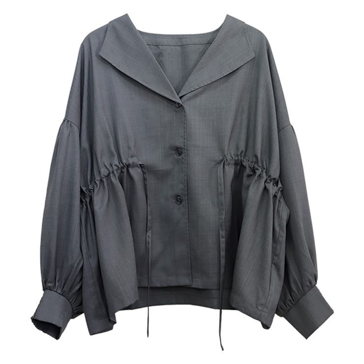 長袖オープンカラー杢無地ドロストブラウス | FUNNY COMPANY＋  | 詳細画像26 