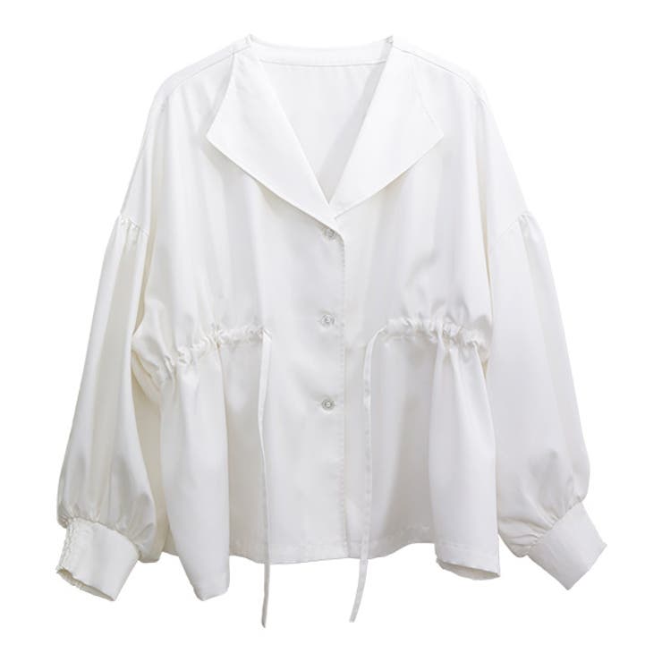 長袖オープンカラー杢無地ドロストブラウス | FUNNY COMPANY＋  | 詳細画像27 