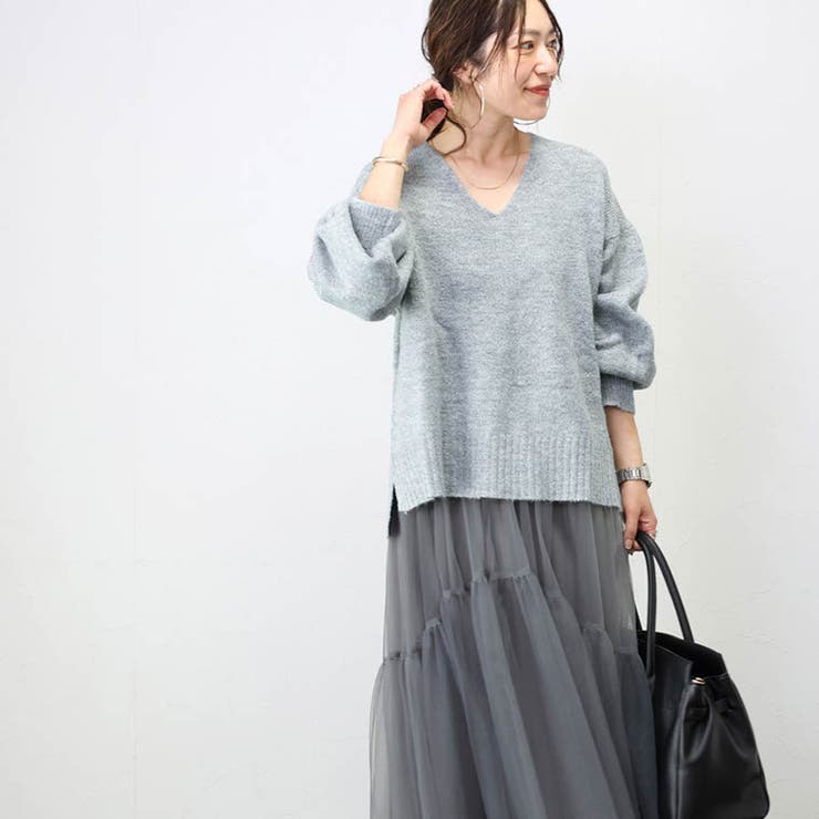ミックスヤーン両Vネックニットプルオーバー | FUNNY COMPANY＋  | 詳細画像7 