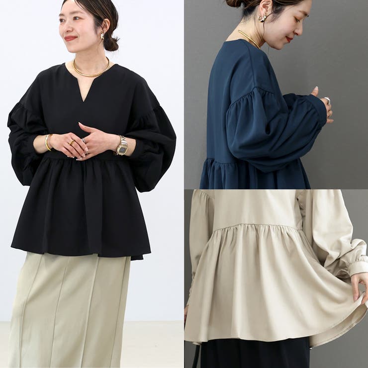 杢無地スリットネックペプラムブラウス | FUNNY COMPANY＋  | 詳細画像4 