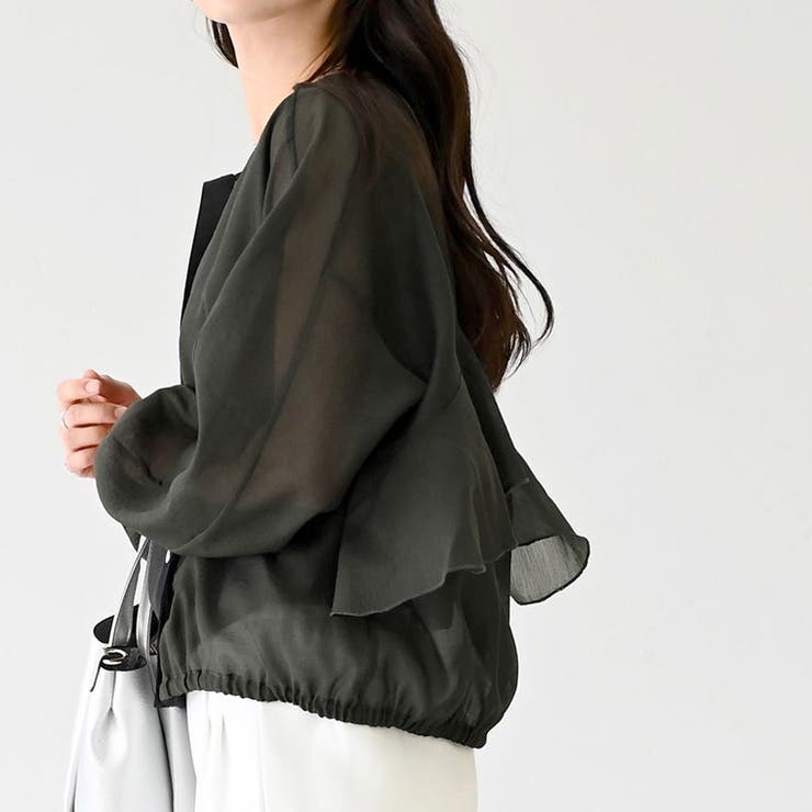 ドットボタンバックフリルシアーブラウス | FUNNY COMPANY＋  | 詳細画像8 