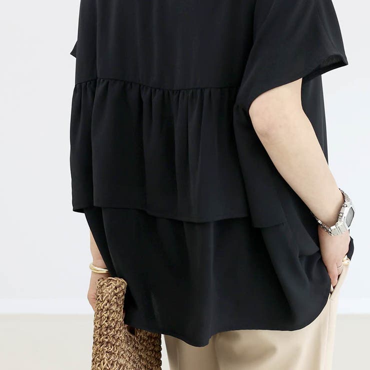 エステルジョーゼットバックフリルフレンチブラウス | FUNNY COMPANY＋  | 詳細画像6 