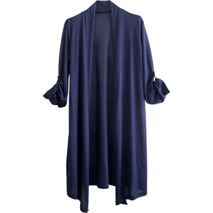 ファビアナフィリッピ　ネイビー　ロングカーディガン 袖ループストレッチメッシュロングカーディガン[品番