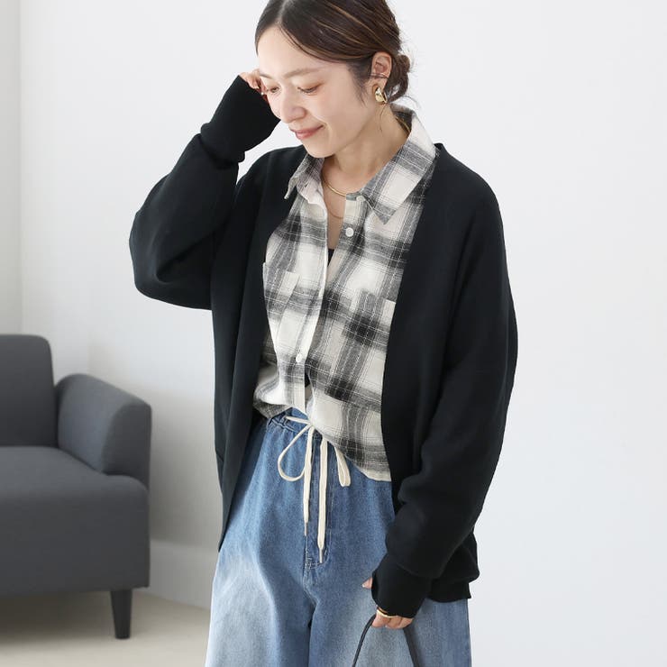 リブ袖ドルマンコクーンカーディガン | FUNNY COMPANY＋  | 詳細画像16 