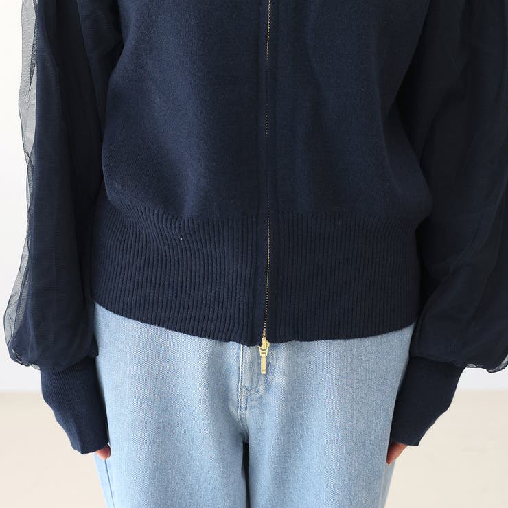 アンチピリング袖チュールダブルジップカーディガン | FUNNY COMPANY＋  | 詳細画像24 