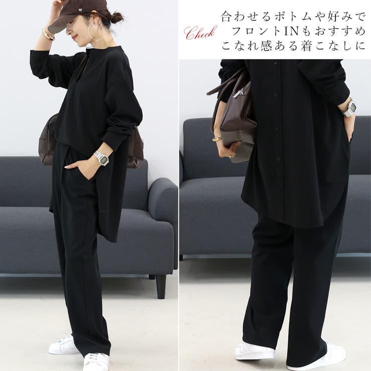 エステルスパン後ろボタンスキッパーシャツチュニック [品番