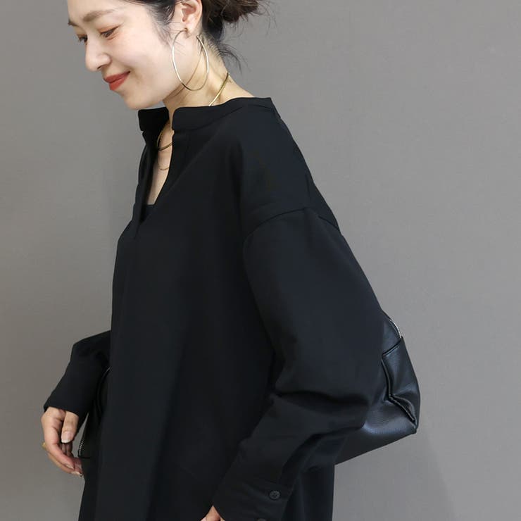 エステルスパン後ろボタンスキッパーシャツチュニック  | FUNNY COMPANY＋  | 詳細画像11 