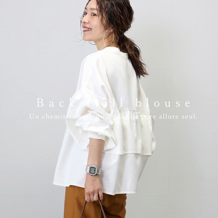 杢無地バックフリル前開きブラウス | FUNNY COMPANY＋  | 詳細画像4 