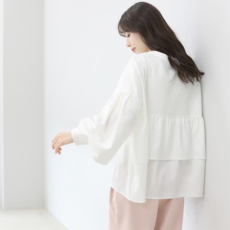 杢無地バックフリル前開きブラウス | FUNNY COMPANY＋  | 詳細画像7 