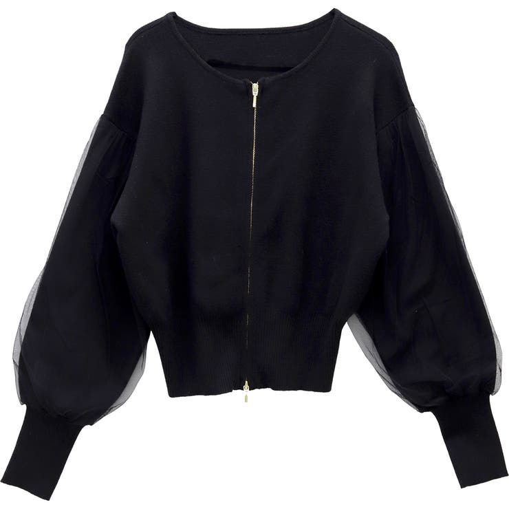 アンチピリング袖チュールダブルジップカーディガン | FUNNY COMPANY＋  | 詳細画像25 