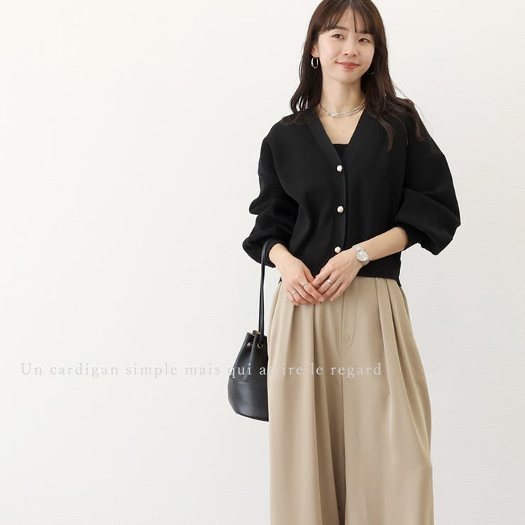 ゴールドボタン畦編みVネックカーディガン | FUNNY COMPANY＋  | 詳細画像7 