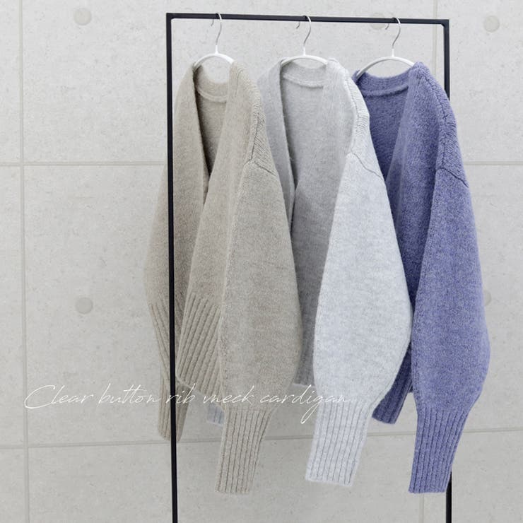 クリアボタンリブ使いVネックカーディガン | FUNNY COMPANY＋  | 詳細画像2 