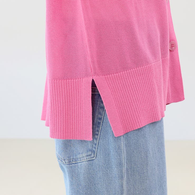 UV加工ガーター編みVネック長袖カーディガン | FUNNY COMPANY＋  | 詳細画像23 