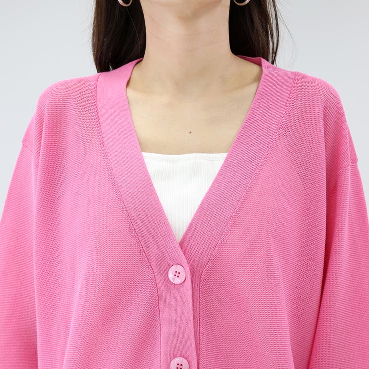 UV加工ガーター編みVネック長袖カーディガン | FUNNY COMPANY＋  | 詳細画像21 