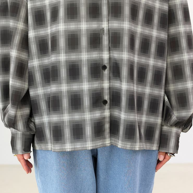 シアーチェックバックフリルブラウス | FUNNY COMPANY＋  | 詳細画像24 