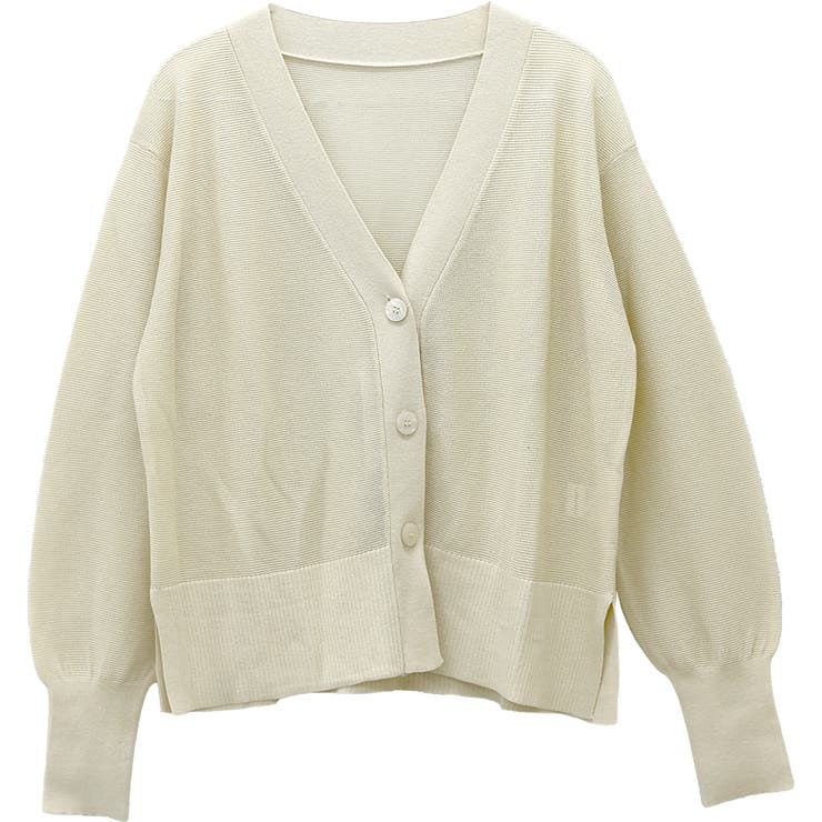 UV加工ガーター編みVネック長袖カーディガン | FUNNY COMPANY＋  | 詳細画像28 