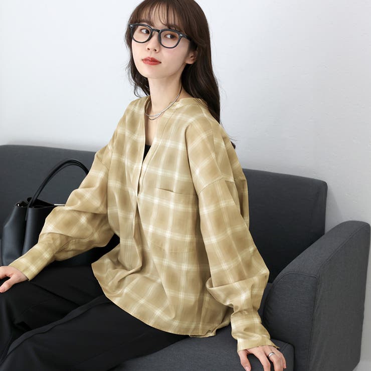 シアーチェックスキッパーシャツ | FUNNY COMPANY＋  | 詳細画像3 