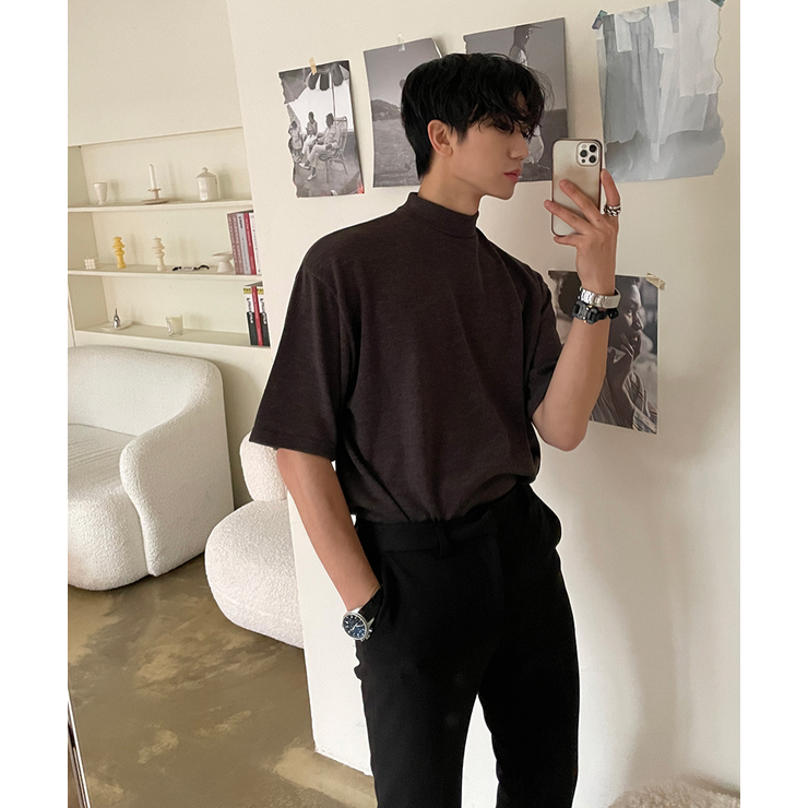 ASCLO(エジュクロ)モックネック半袖ニットTシャツ[品番：NWIW0008973