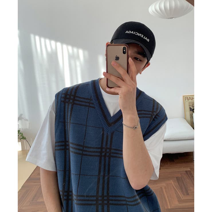 ASCLO(エジュクロ)オーバーサイズチェックVネックベスト | 3rd Spring | 詳細画像6 