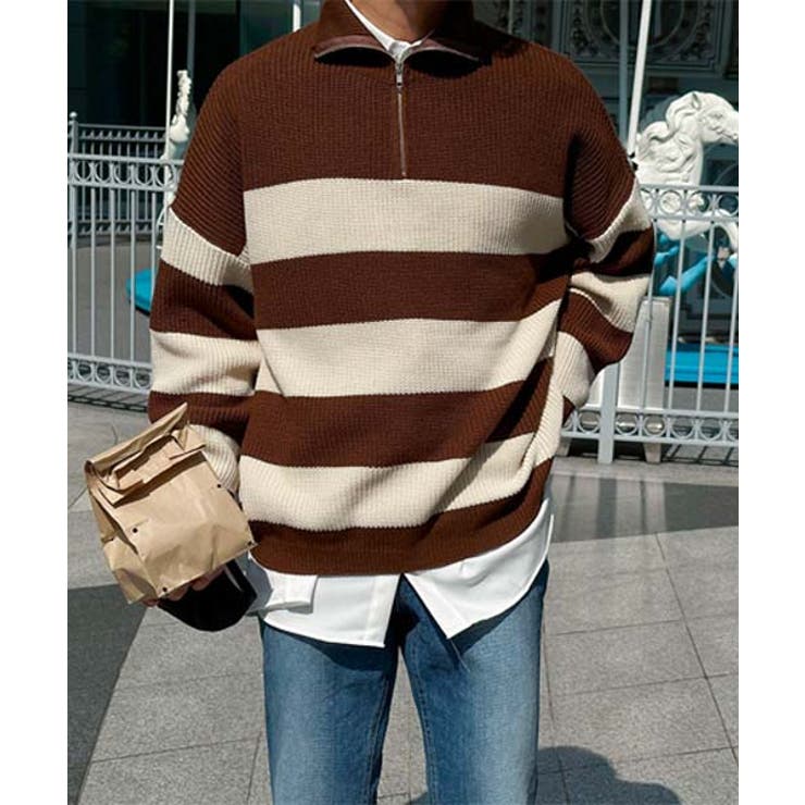 ASCLO Border Anorak Knit / ボーダーハーフジップニット ASCLOASCLO Border Anorak[品番：NWIW0010511]｜3rd Spring