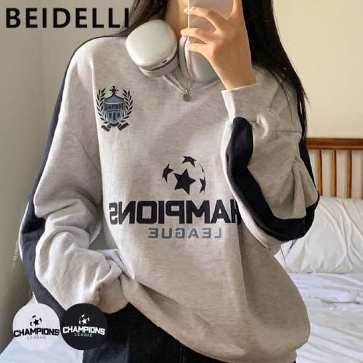 Beidelli(ベイデリ) リーグVネックオーバーフィットスウェット