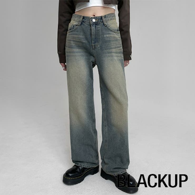 BLACK UP(ブラックアップ)ペストワイドデニムパンツ[品番