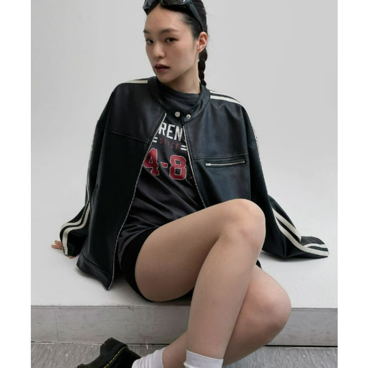 BLACKUP クリート配色レザージャンパー BLACKUP クリート配色レザージャンパー[品番：NWIW0010965]｜3rd