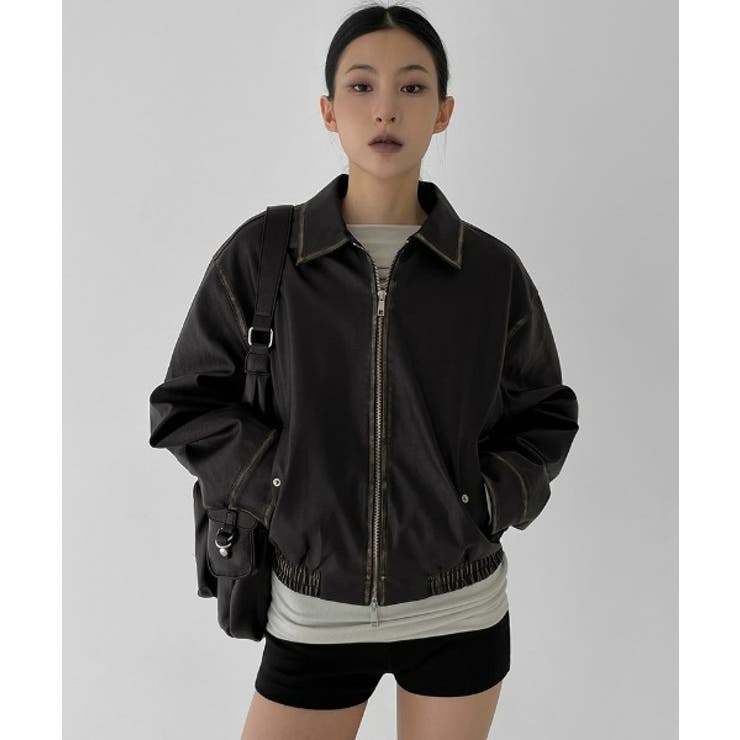 【BLACKUP】ヒベンヴィンテージレザーライクジャンパー BLACKUP ブルゾン アウター 「MADE」 ヒベンヴィンテージ