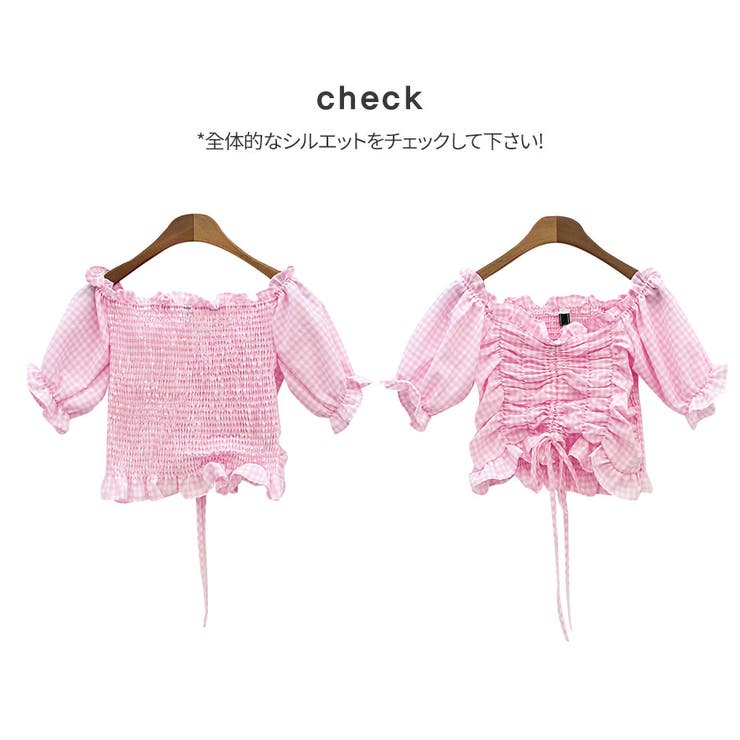 Drawer - 入手困難♡完売品♡ブラウス♡ギンガムチェック♡ピンク♡OBLI♡オブリ♡復刻版♡ ギンガムチェックブラウス/ピンク | TOPS | OBLI｜半袖(Tシャツ)
