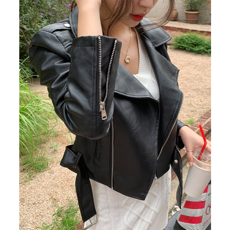 CHUU(チュー)クロップライダースジャケット[品番：NWIW0008862]｜3rd