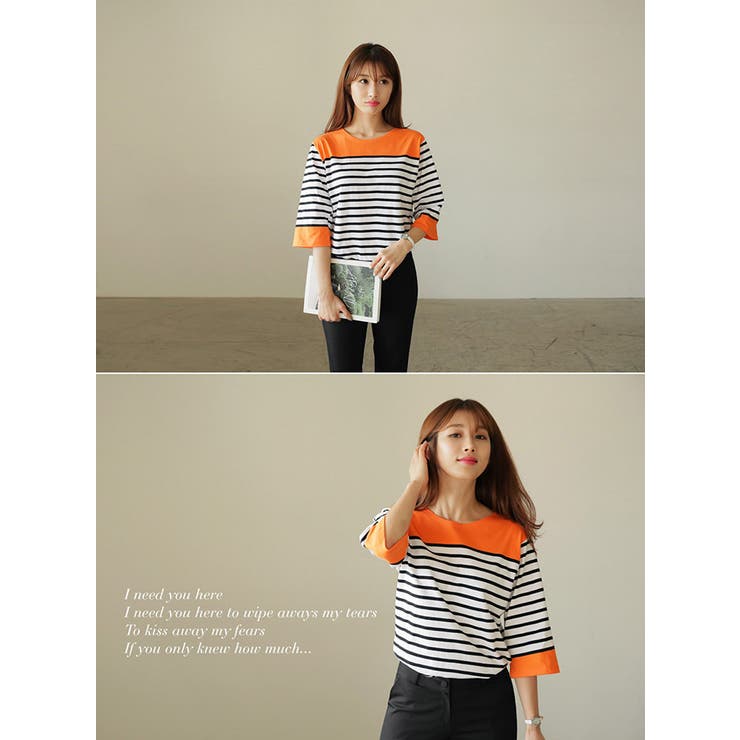 CLICK&FUNNYビタミンボーダーTシャツ 韓国韓国ファッション[品番 ...
