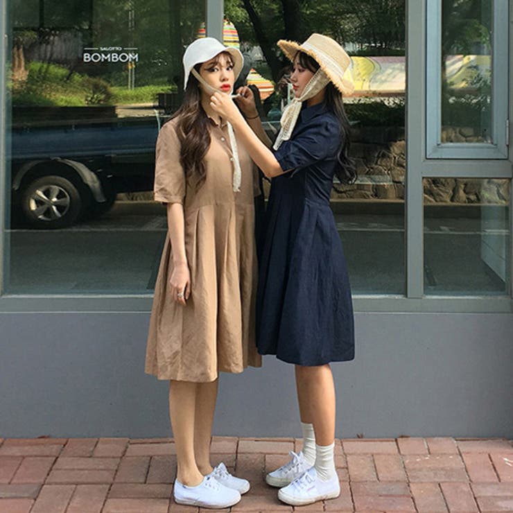 MICHYEORAリボン麦わら帽子 韓国 韓国ファッション