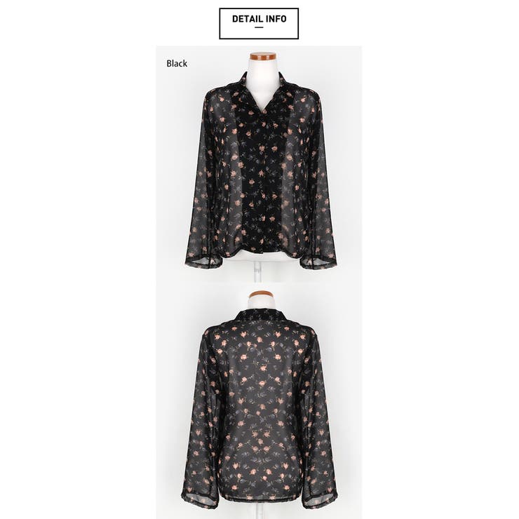 MICHYEORA花柄シースルーブラウス 韓国 韓国ファッション[品番